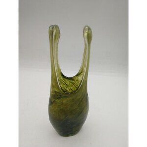Kosta Boda Green Abstract Glass Vase Signed By Artist Sweden 1742 Modern Art Dec